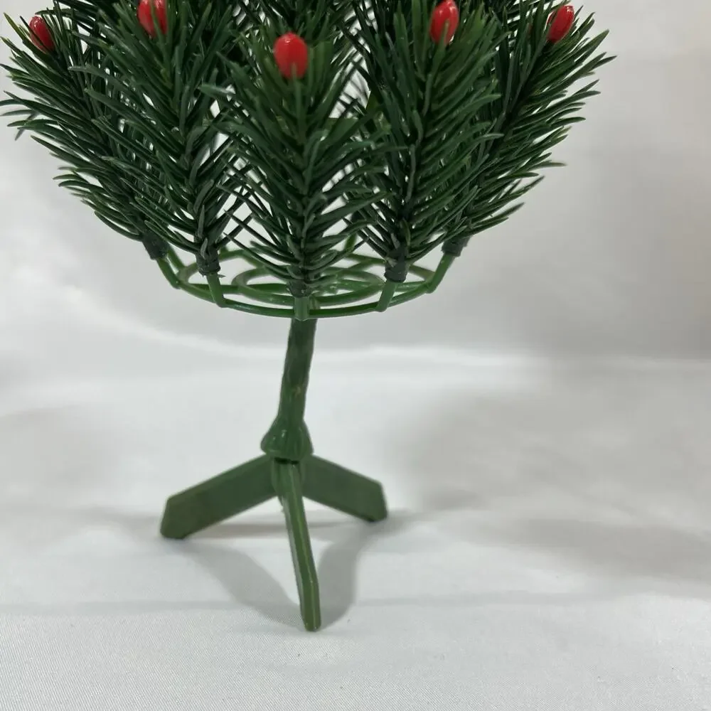 Vintage Mid Century Table Decoration SMALL Christmas Tree RED TIP BERRY 12” Mini